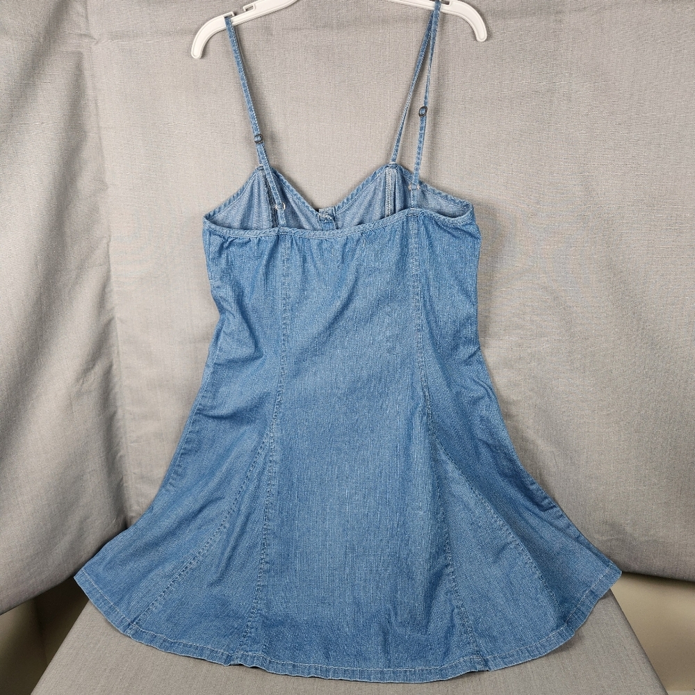 Aeropostale Junior Medium Jumper Dress Button Up Flare Skirt Med Wash Adj Straps - Picture 4 of 9